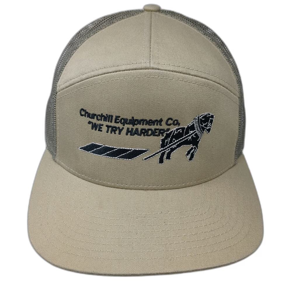 Richardson Trucker Hat Beige Green One Size 7 Panel Churchill Equipment Horse